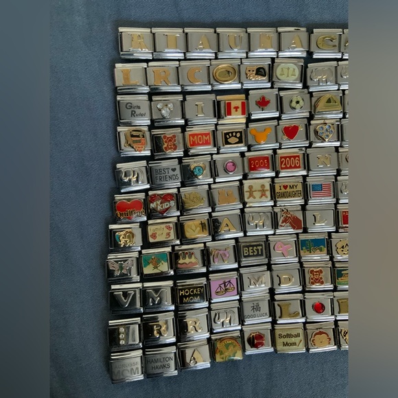 Vintage Y2K Italian Charm Bracelet Link Charms Stainless Steel stretch Silver - Picture 5 of 8